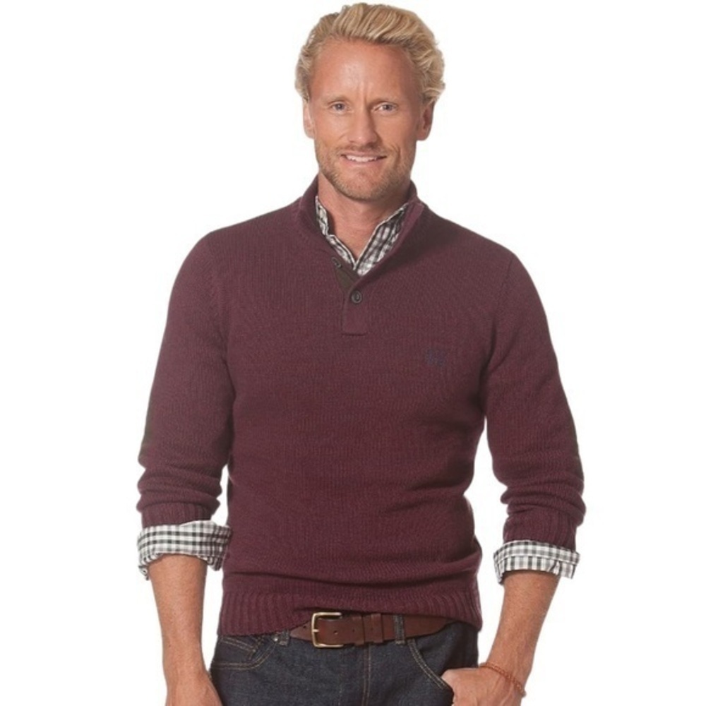 Chaps Three Button Mock Neck Pullover Sweater Men… - image 1